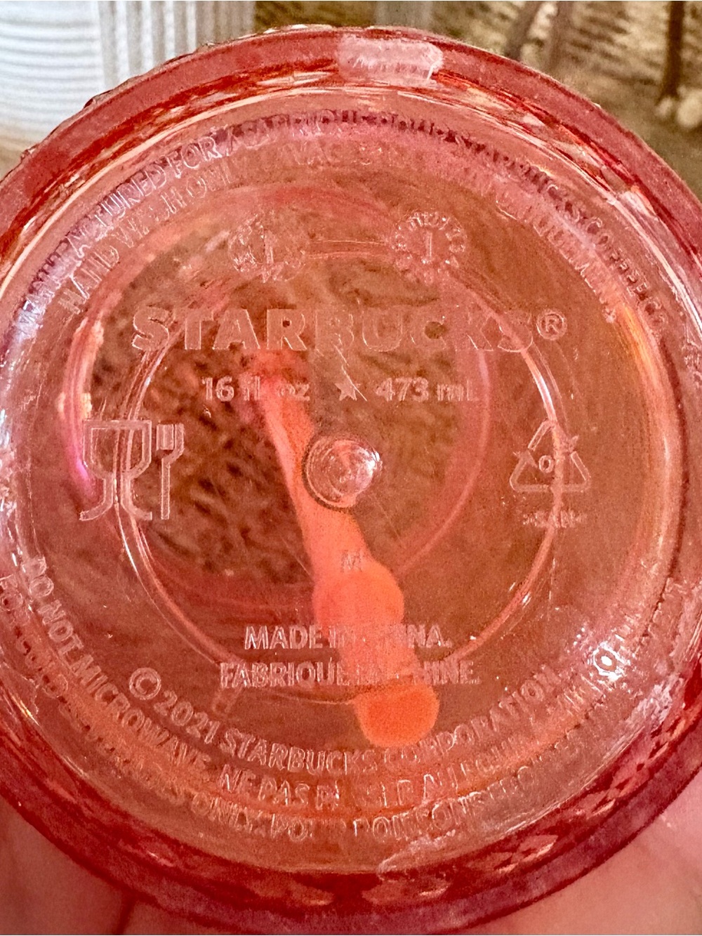 2021 Starbucks Coral Pink Iridescent Diamond Tumbler with Straw - Picture 3 of 3